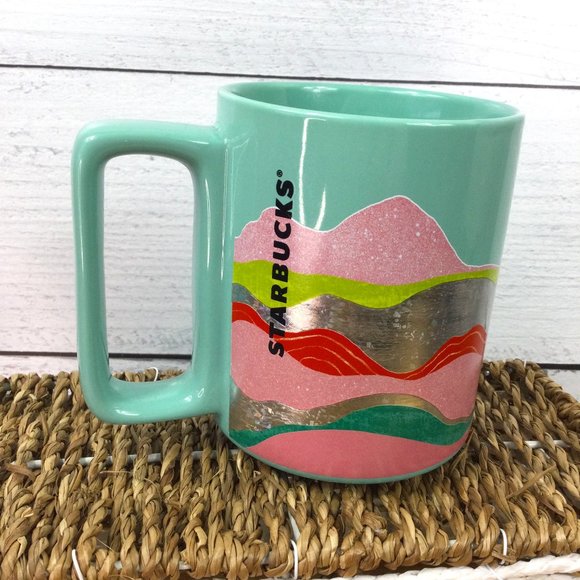 Starbucks Other - Starbucks Blue-Green Wave Silver Foil 2019 Mug